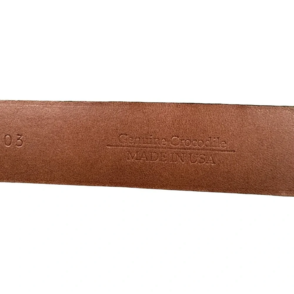 Bespoke Brown Genuine Crocodile Mens Belt Size 36 Made in USA Dress Belt